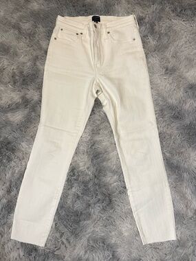 J.Crew 10” High Rise Skinny White Jeans Raw Hem Women’s Size 27